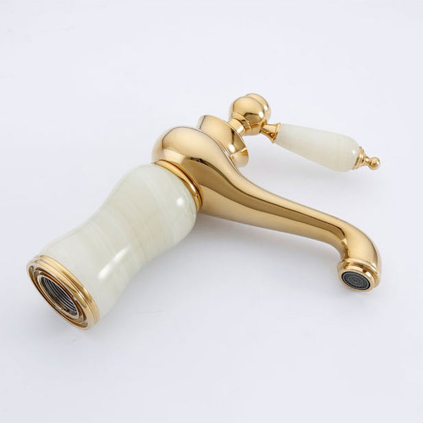 BowLift | Deck Mounted Copper Tub Faucet Low Arc Roman Tub Faucet Set with Jade