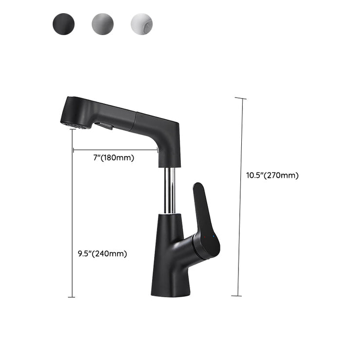 BowLift | Bathroom vessel faucet high arc three-way spout single-handle faucet with pull-out sprayer