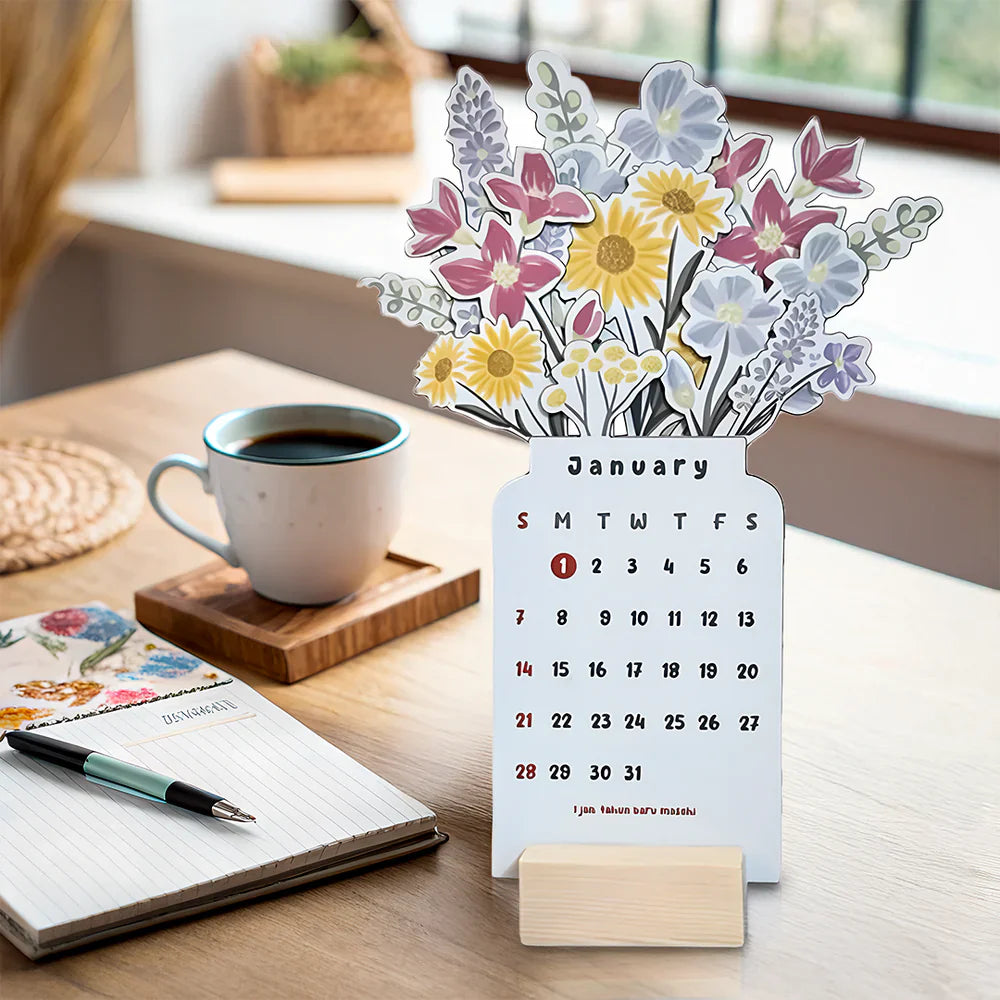 BowLift | 2025 Bloomy Flowers Desk Calendar Decorative & Functional Planner