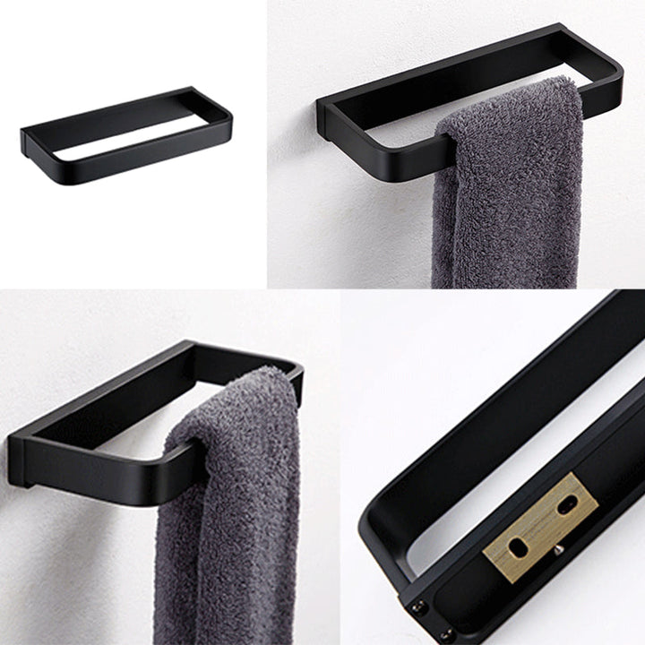 BowLift | Black Bathroom Accessories Hardware Set with Towel Rail and Bath Shelf