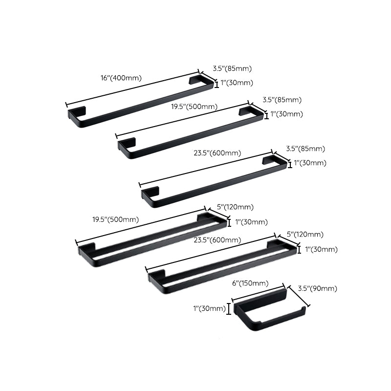 BowLift | Black Bathroom Accessories Hardware Set with Towel Bar and Bathroom Shelf