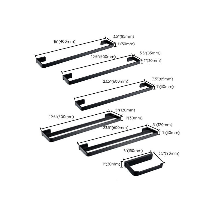 BowLift | Black Bathroom Accessories Hardware Set with Towel Rail and Bath Shelf