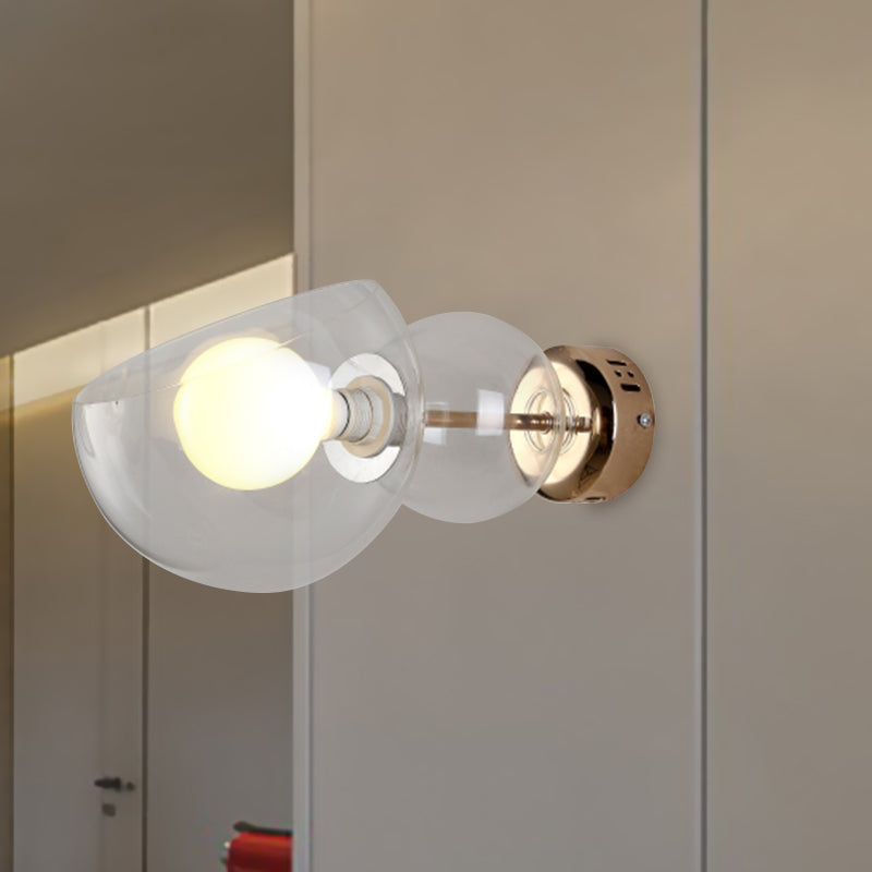 BowLift | 1 Head Bedroom Wall Lamp Postmodern Brass Wall Lighting with Dome Clear/Amber Glass Shade
