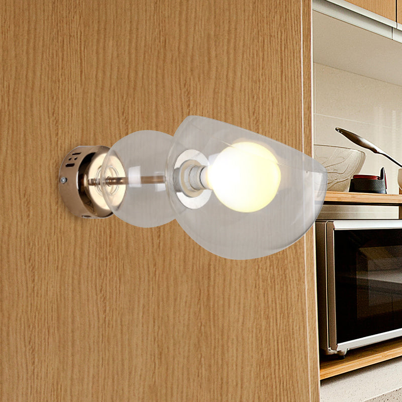 BowLift | 1 Head Bedroom Wall Lamp Postmodern Brass Wall Lighting with Dome Clear/Amber Glass Shade