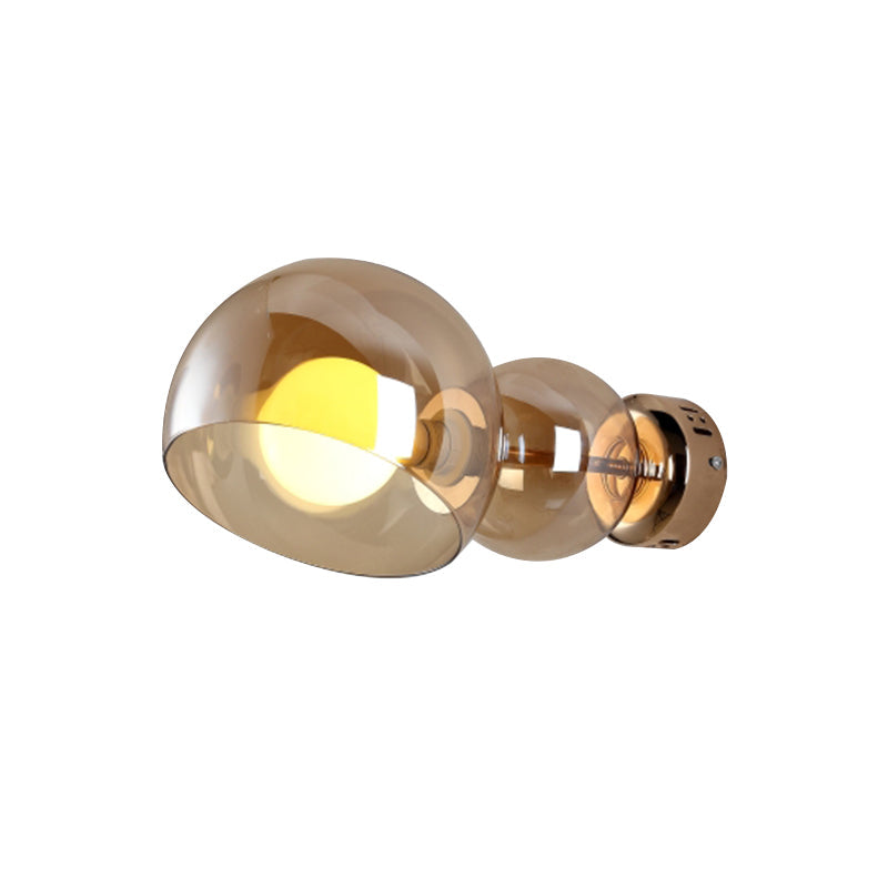 BowLift | 1 Head Bedroom Wall Lamp Postmodern Brass Wall Lighting with Dome Clear/Amber Glass Shade