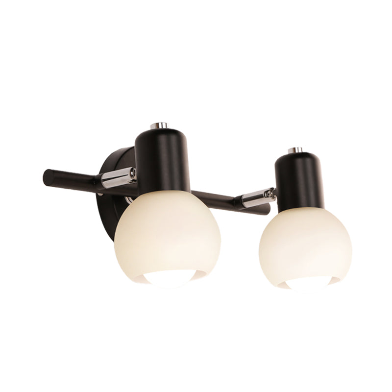 BowLift | Modo Wall Light Minimalist Opal Glass 2/3 Bulb Office Wall Mounted Lamp in Black with Linear Design
