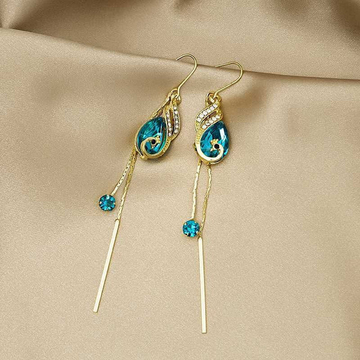 BowLift | Korean Style Blue Crystal Phoenix Earrings