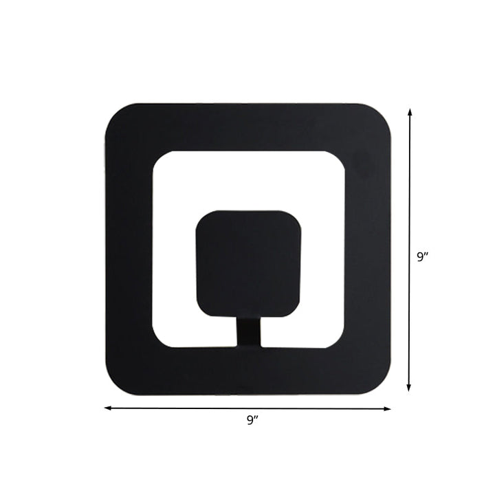 BowLift | Minimalistic square wall lamp fixture made of iron 7"/9" wide LED bedroom wall lighting ideas in black