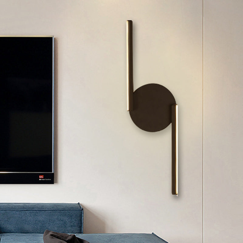 BowLift | Double Line Wall Lighting Modern Iron LED Black Wall Mounted Light with Circular Wall Plate in Warm/White Light