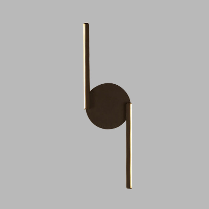 BowLift | Double Line Wall Lighting Modern Iron LED Black Wall Mounted Light with Circular Wall Plate in Warm/White Light