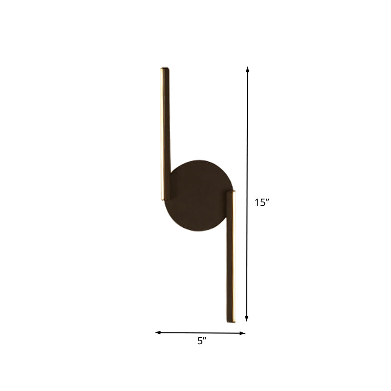 BowLift | Double Line Wall Lighting Modern Iron LED Black Wall Mounted Light with Circular Wall Plate in Warm/White Light
