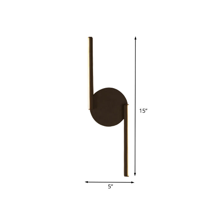 BowLift | Double Line Wall Lighting Modern Iron LED Black Wall Mounted Light with Circular Wall Plate in Warm/White Light