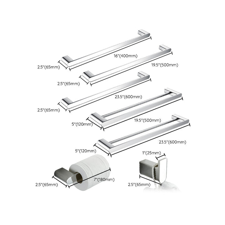 BowLift | Contemporary bathroom accessories single item or in set in silver