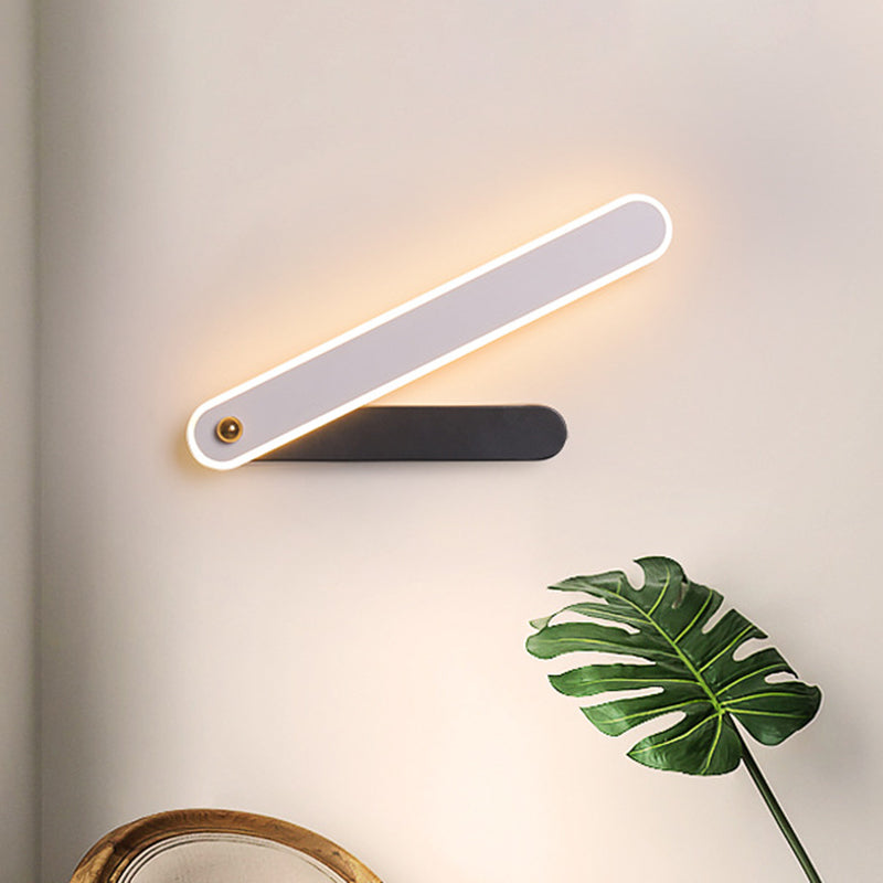 BowLift | Hour Hand Wall Mount Light Modernism Acrylic Black and White LED Wall Light in White/ Warm Light