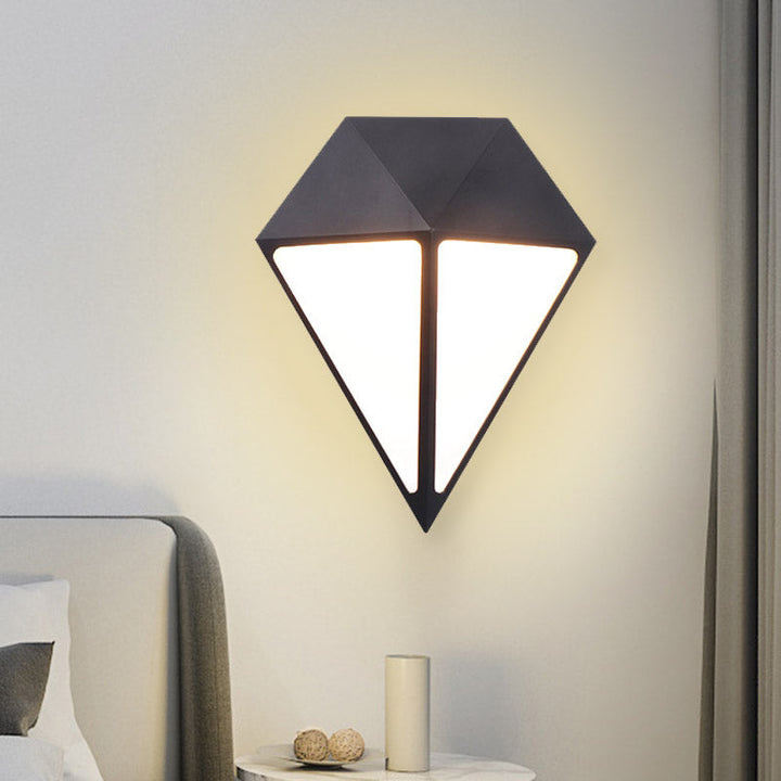 BowLift | Modernist Diamond Wall Light Metallic LED Stair Wall Mount Lamp in Black, White/Warm/Natural Light