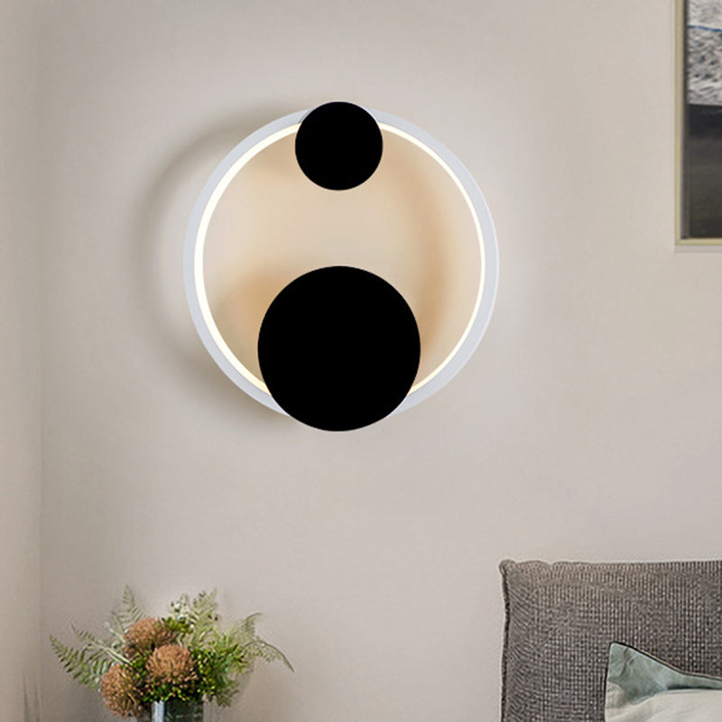 BowLift | Halo Shape Acrylic Wall Mount Light Modern Black and White LED Wall Lamp in White/Warm Light for Bedside