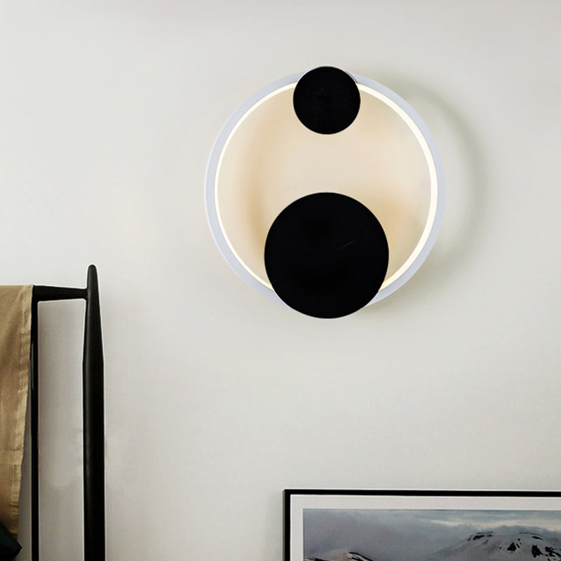 BowLift | Halo Shape Acrylic Wall Mount Light Modern Black and White LED Wall Lamp in White/Warm Light for Bedside