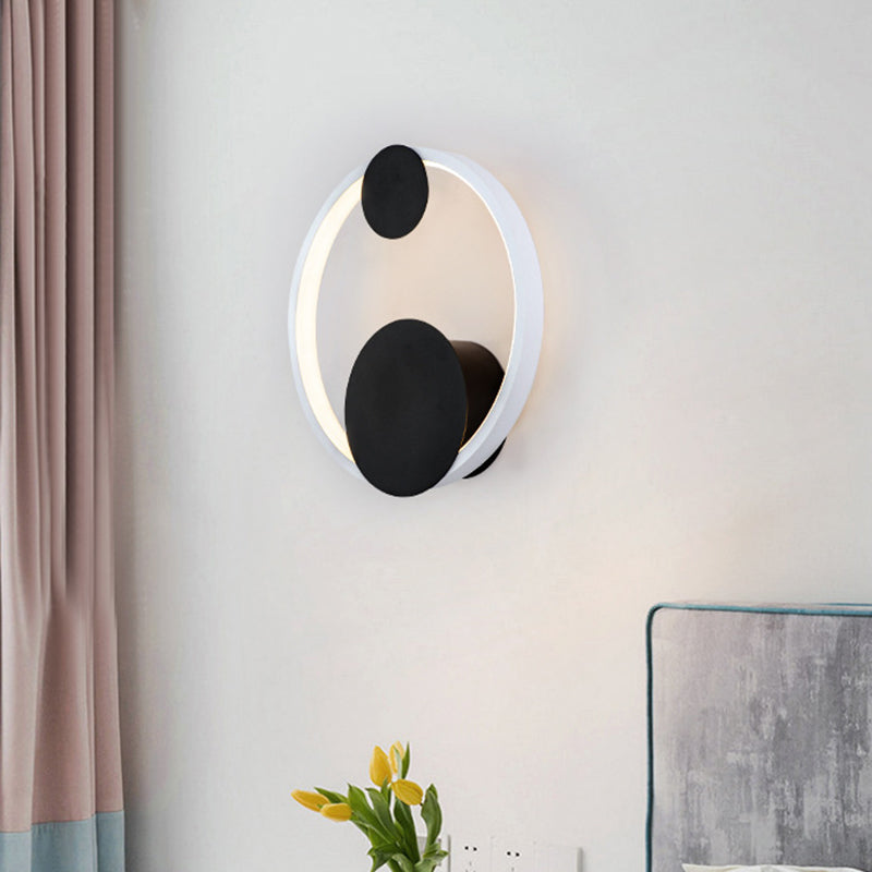 BowLift | Halo Shape Acrylic Wall Mount Light Modern Black and White LED Wall Lamp in White/Warm Light for Bedside