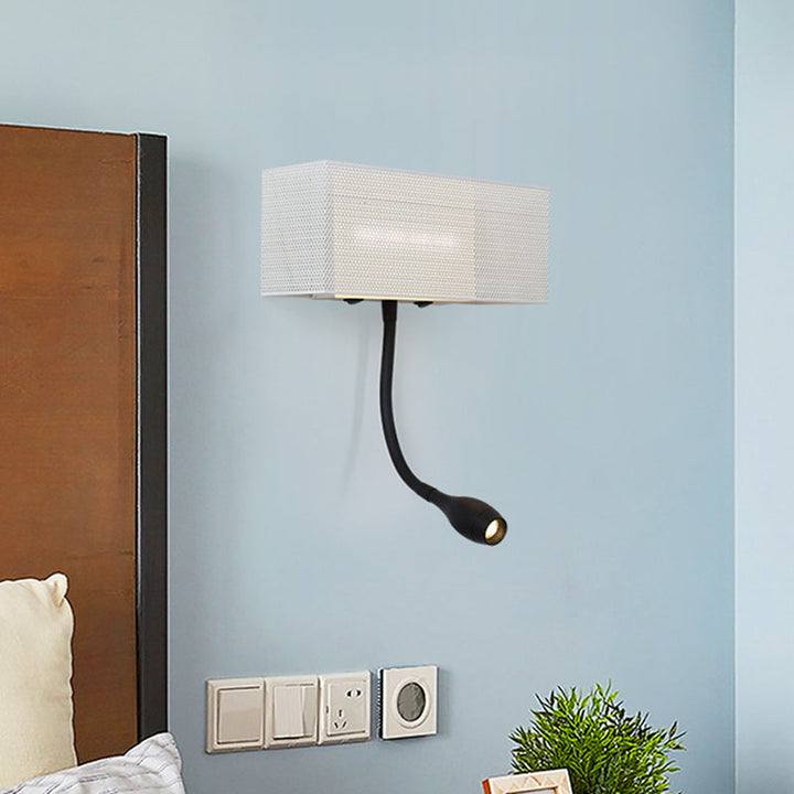 BowLift | Metallic Mesh Rectangular Built-in Wall Lamp Modernism LED Wall Light in White with Rotatable Design