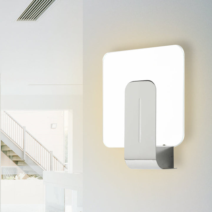 BowLift | 1 Head Bathroom Wall Light Modern Silver Finish Wall Mounted Lamp with Square Panel Clear Glass Shade