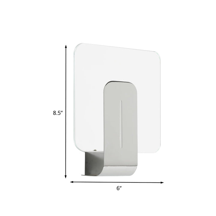 BowLift | 1 Head Bathroom Wall Light Modern Silver Finish Wall Mounted Lamp with Square Panel Clear Glass Shade