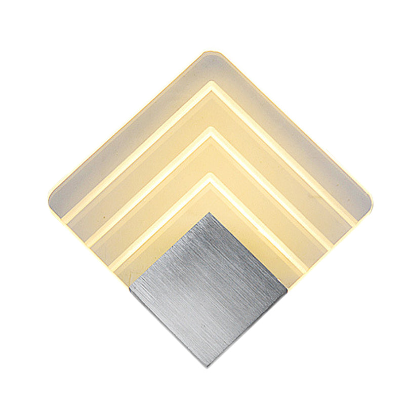 BowLift | Modernism Squared Wall Light Metal 5.5"/8" B LED Corner Wall Light in Black/Silver with Acrylic Shade