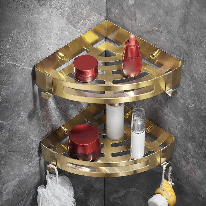 BowLift | Modern Gold/Silver 3-piece Bathroom Accessory Set, Bath Shelf