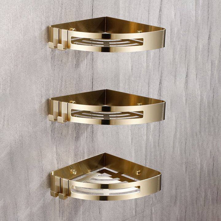 BowLift | Modern Gold/Silver 3-piece Bathroom Accessory Set, Bath Shelf
