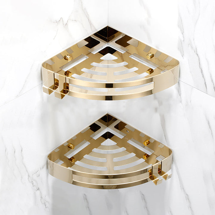 BowLift | Modern Gold/Silver 3-piece Bathroom Accessories Set, Bath Shelf