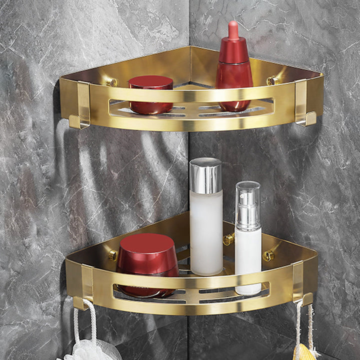 BowLift | Modern Gold/Silver 3-piece Bathroom Accessory Set, Bath Shelf