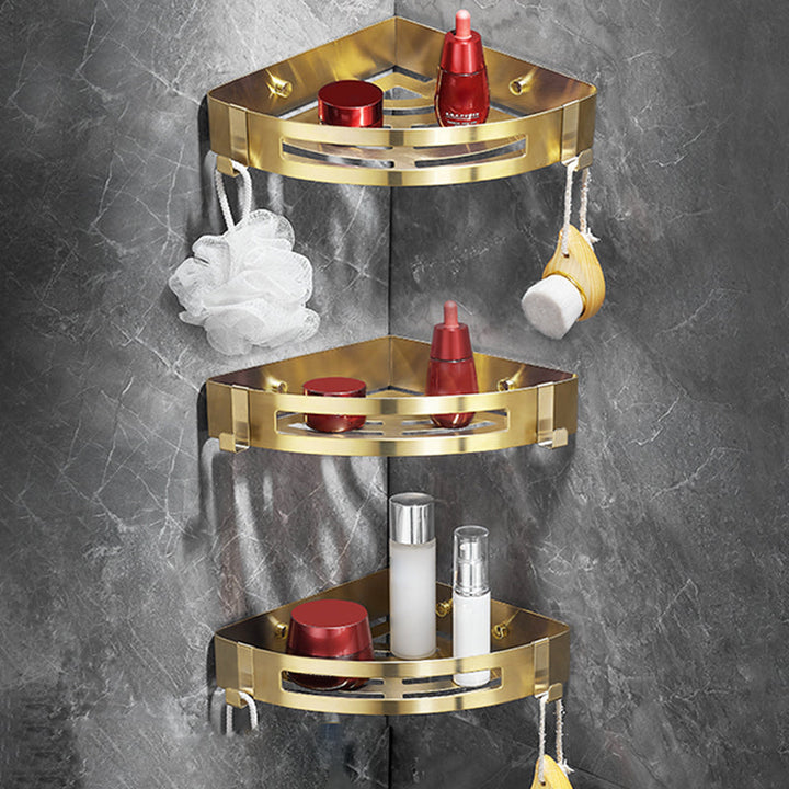 BowLift | Modern Gold/Silver 3-piece Bathroom Accessories Set, Bath Shelf