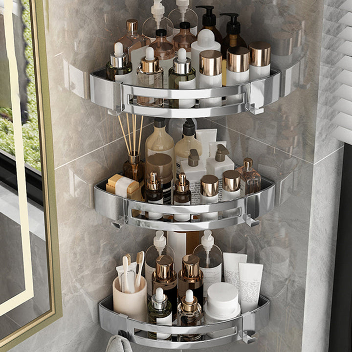 BowLift | Modern Gold/Silver 3-piece Bathroom Accessory Set, Bath Shelf
