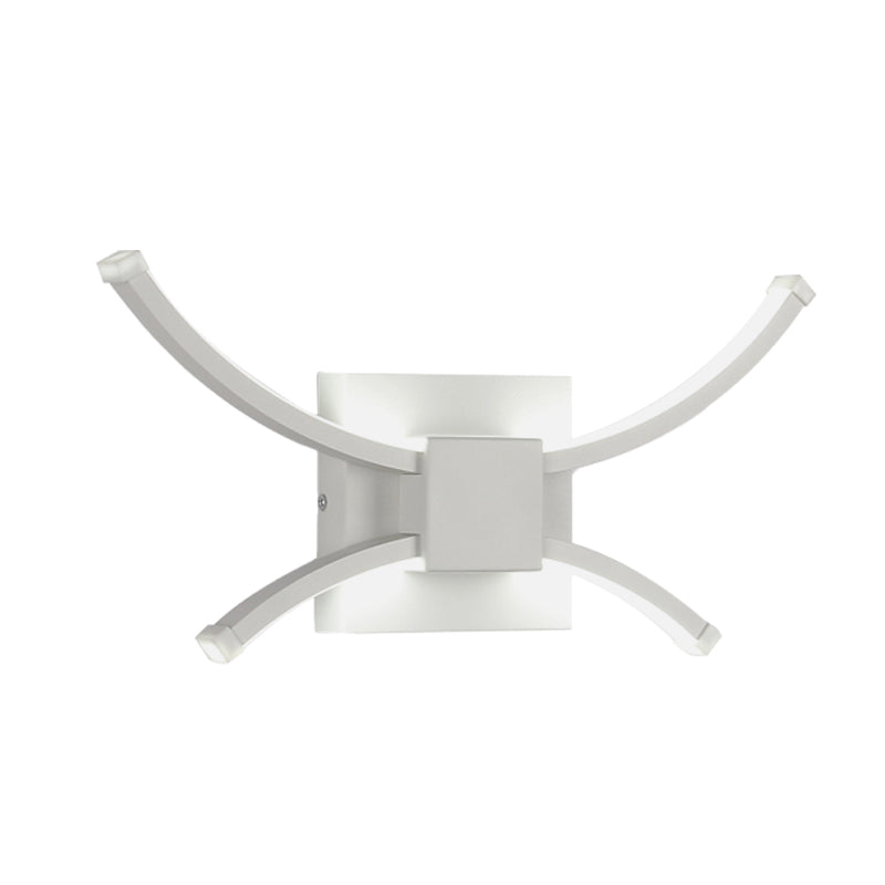 BowLift | White square and curved linear wall lighting modernist LED metal wall-mounted wall lamp in warm/white light