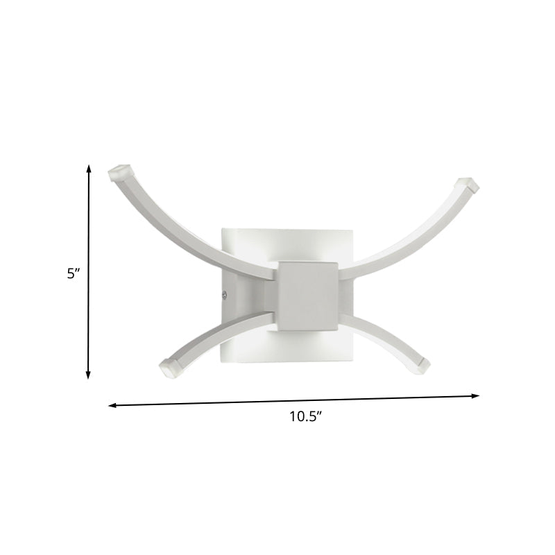 BowLift | White square and curved linear wall lighting modernist LED metal wall-mounted wall lamp in warm/white light