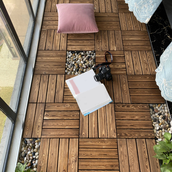 BowLift | Outdoor composite decking tiles with snap-in stripe detail kit decking tiles
