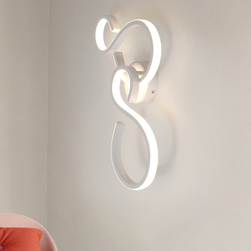 BowLift | 17"/27.5" H Spiral Living Room Wall Light Light Acrylic LED Modern Wall Light in White