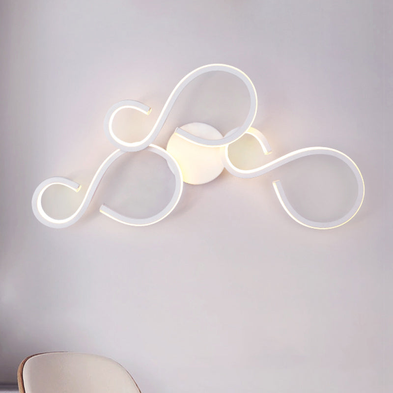 BowLift | 17"/27.5" H Spiral Living Room Wall Light Light Acrylic LED Modern Wall Light in White