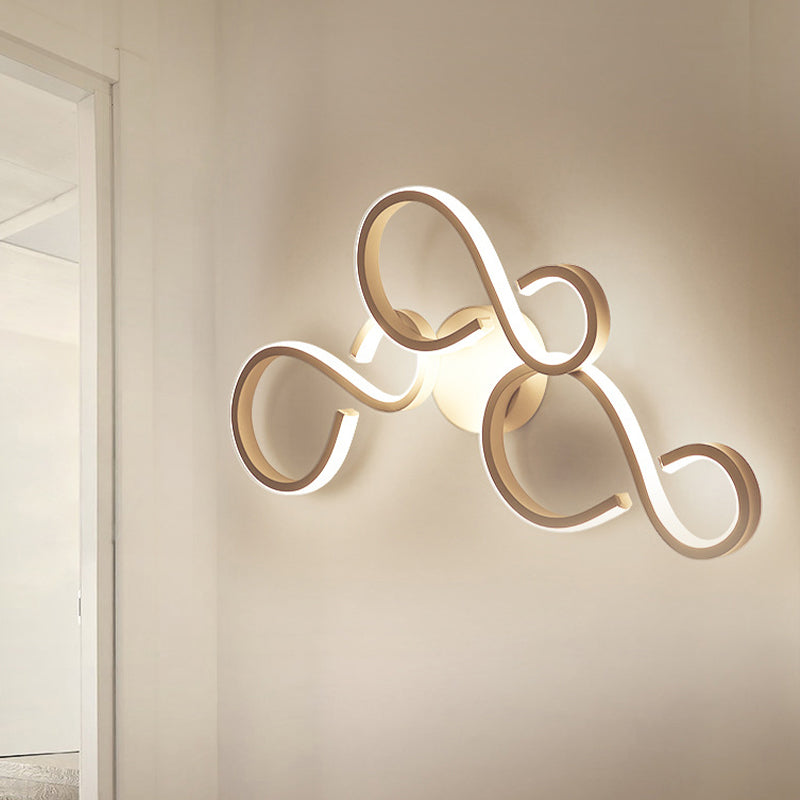 BowLift | 17"/27.5" H Spiral Living Room Wall Light Light Acrylic LED Modern Wall Light in White