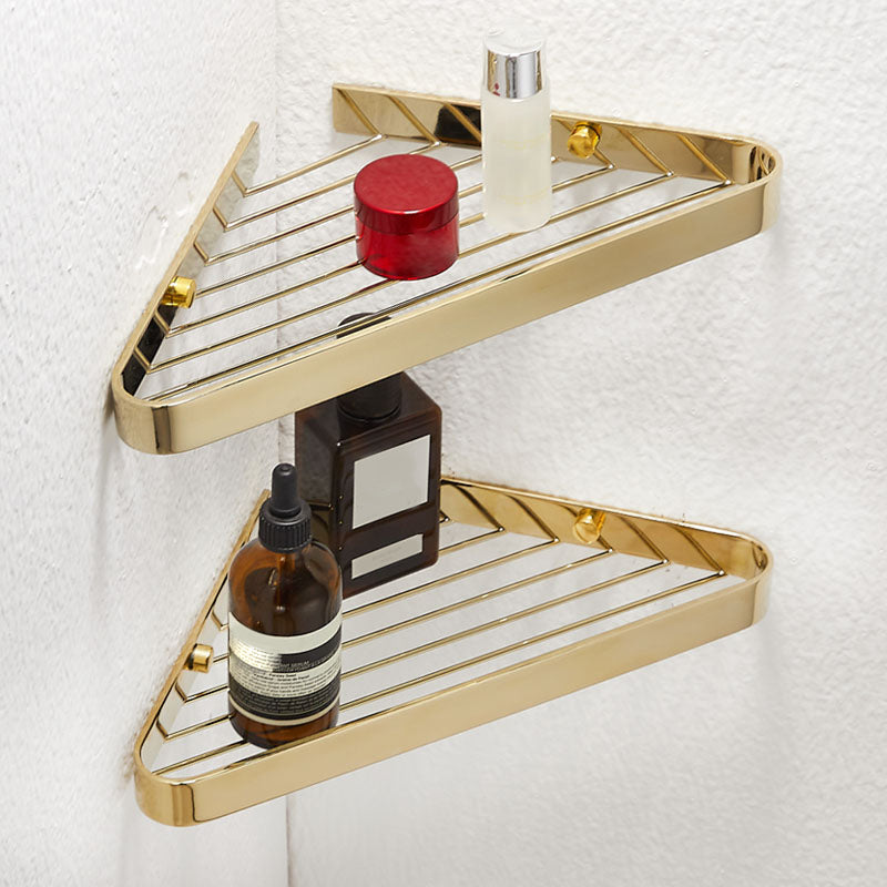 BowLift | 2-piece modern bathroom accessory set, polished chrome/gold, bathroom shelf