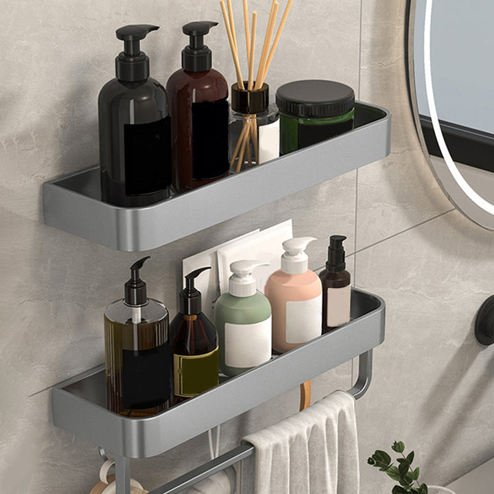 BowLift | Modern Grey 2-piece Bathroom Accessory Set, Matt Grey, Bathroom Shelf