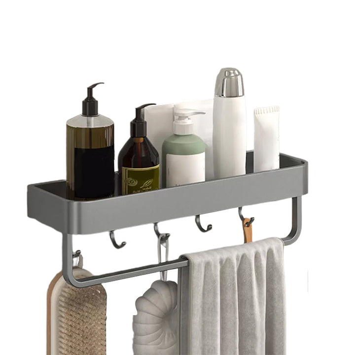 BowLift | Modern Grey 2-piece Bathroom Accessory Set, Matt Grey, Bathroom Shelf