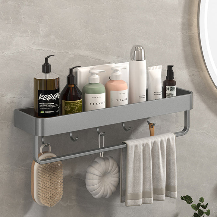 BowLift | Modern Grey 2-piece Bathroom Accessory Set, Matt Grey, Bathroom Shelf