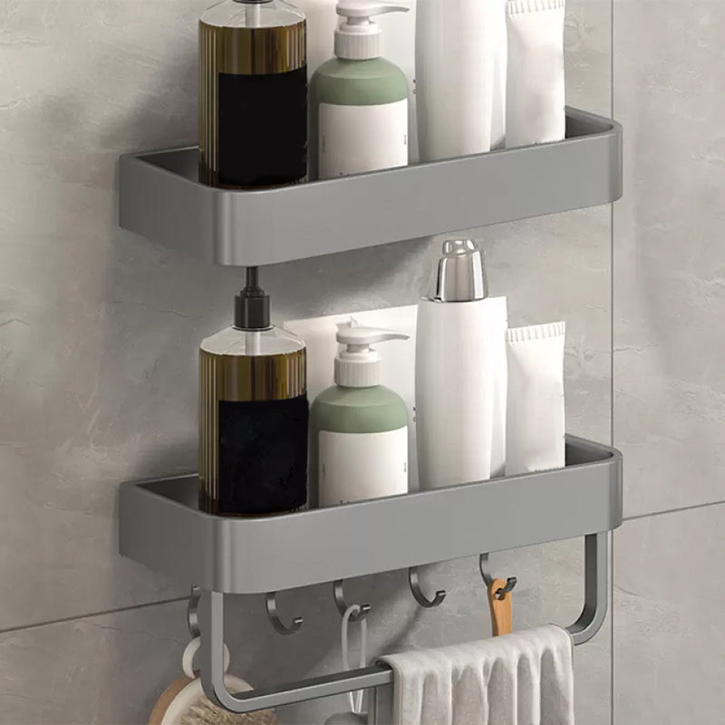 BowLift | Modern Grey 2-piece Bathroom Accessory Set, Matte Grey, Bathroom Shelf