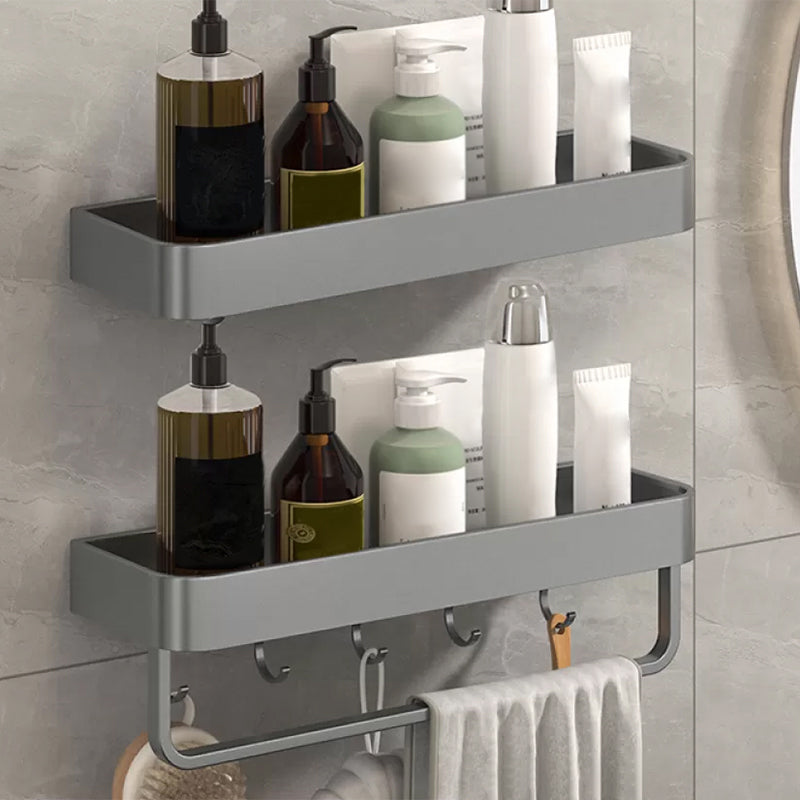 BowLift | Modern Grey 2-piece Bathroom Accessory Set, Matt Grey, Bathroom Shelf