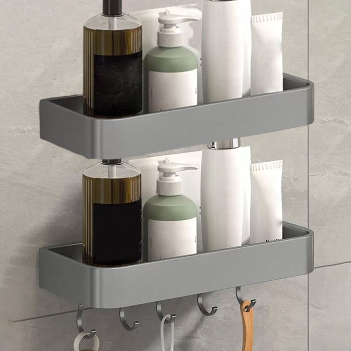 BowLift | Modern Grey 2-piece Bathroom Accessory Set, Matt Grey, Bathroom Shelf