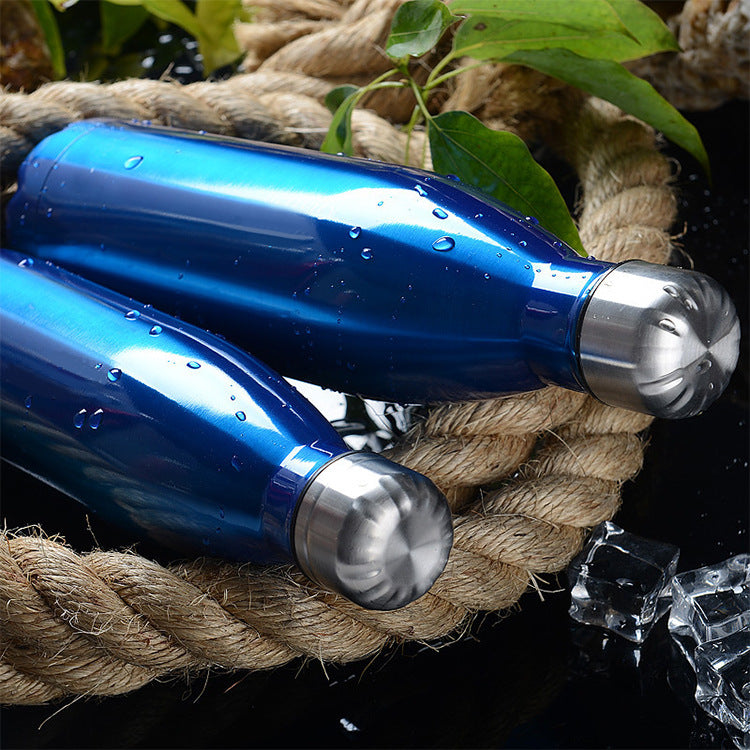 Women's Stainless Steel Drinking Bottle with Wood Look Bowlift