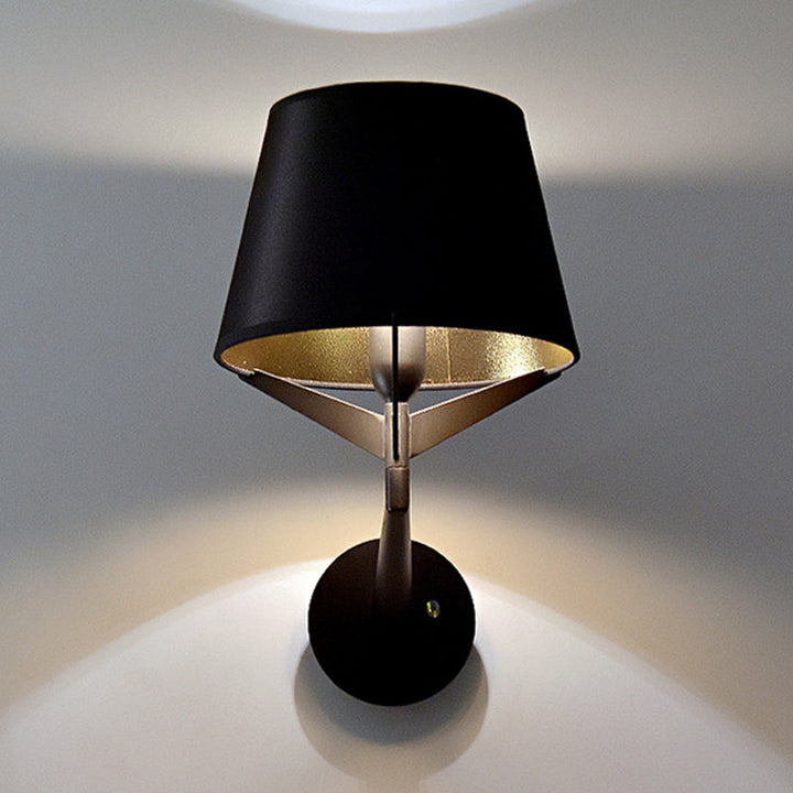 BowLift | Fabric barrel wall-mounted lighting modern 1 head black surface wall lamp with tripod lamp support