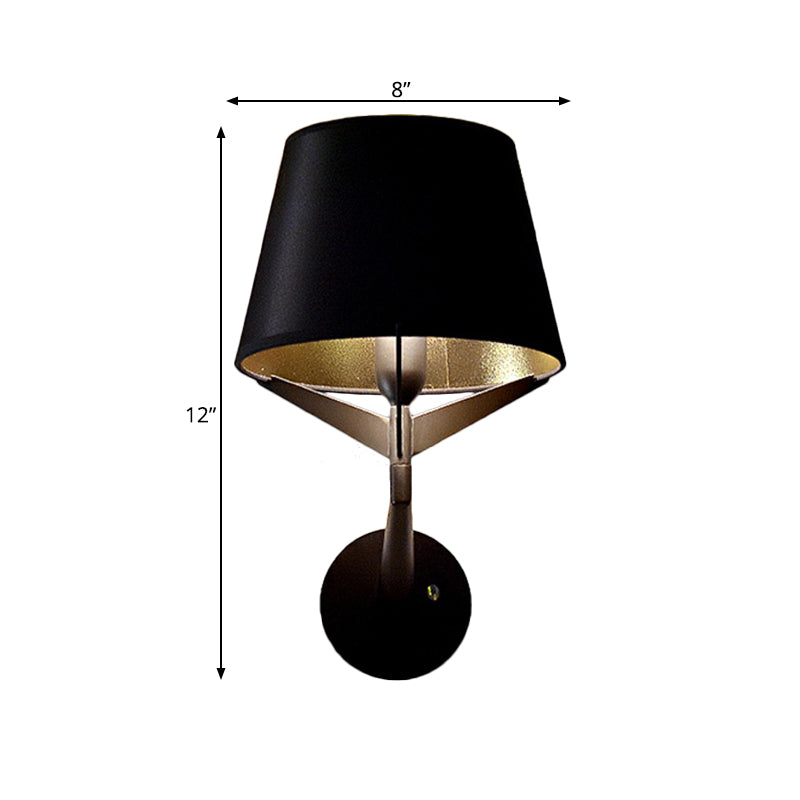 BowLift | Fabric barrel wall-mounted lighting modern 1 head black surface wall lamp with tripod lamp support