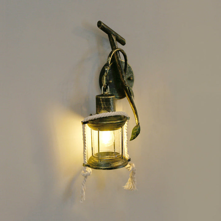 BowLift | Brass 1 Light Wall Mount Lighting Warehouse Metal Kerosene Wall Lamp Sconces with Leaf Design