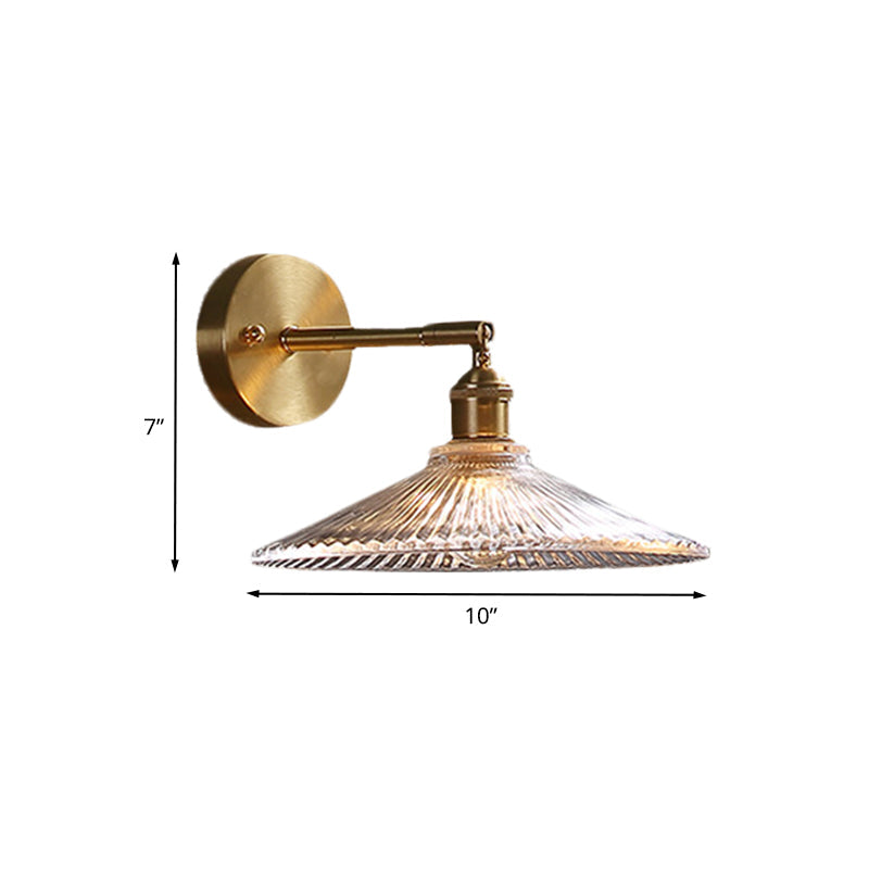 BowLift | 1 Head Nightstand Wall Light Simple Brass Wall Mounted Lamp with Wavy Clear Glass Shade